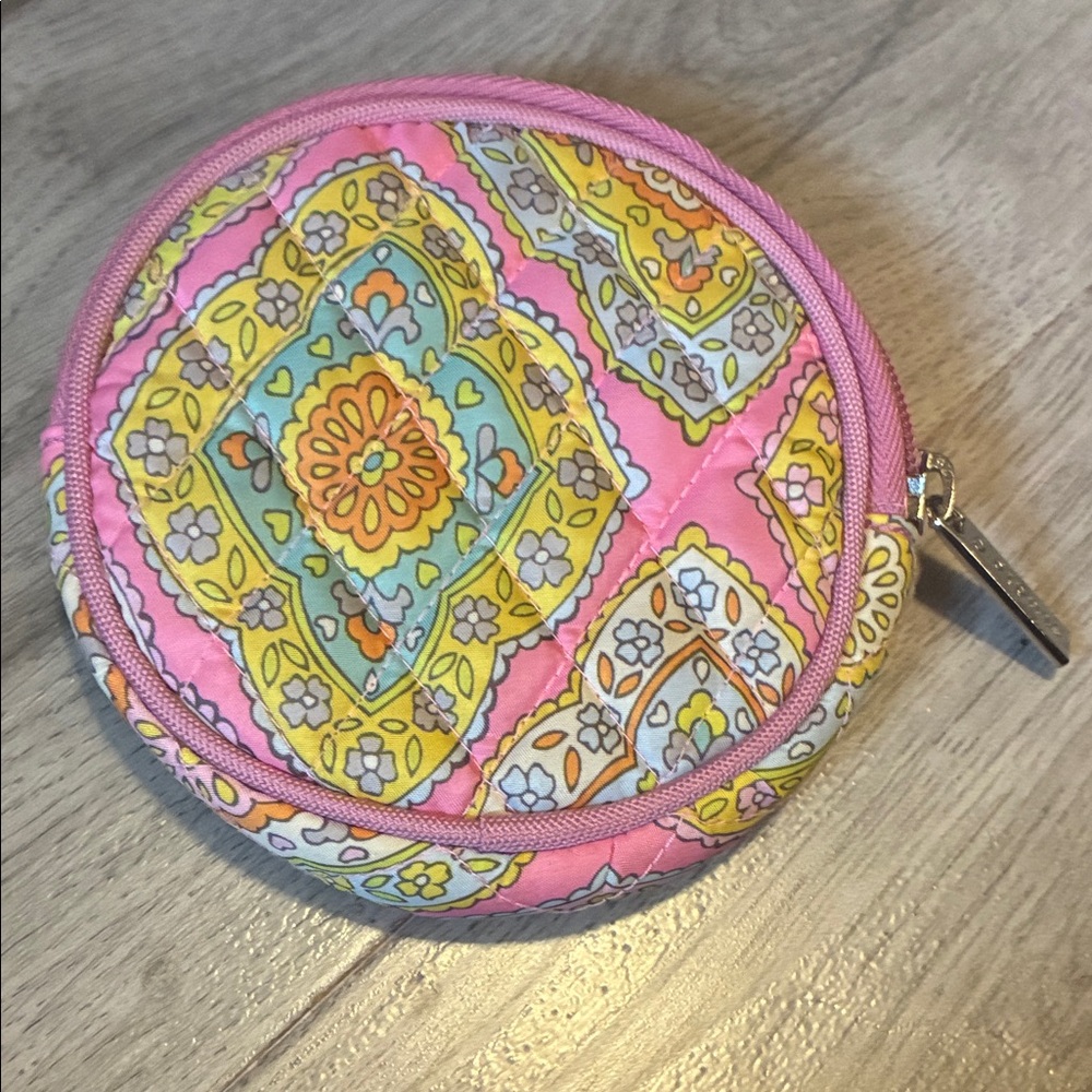 Vera Bradley Pink Quilted Mini Coin Bag - Floral Medallion
